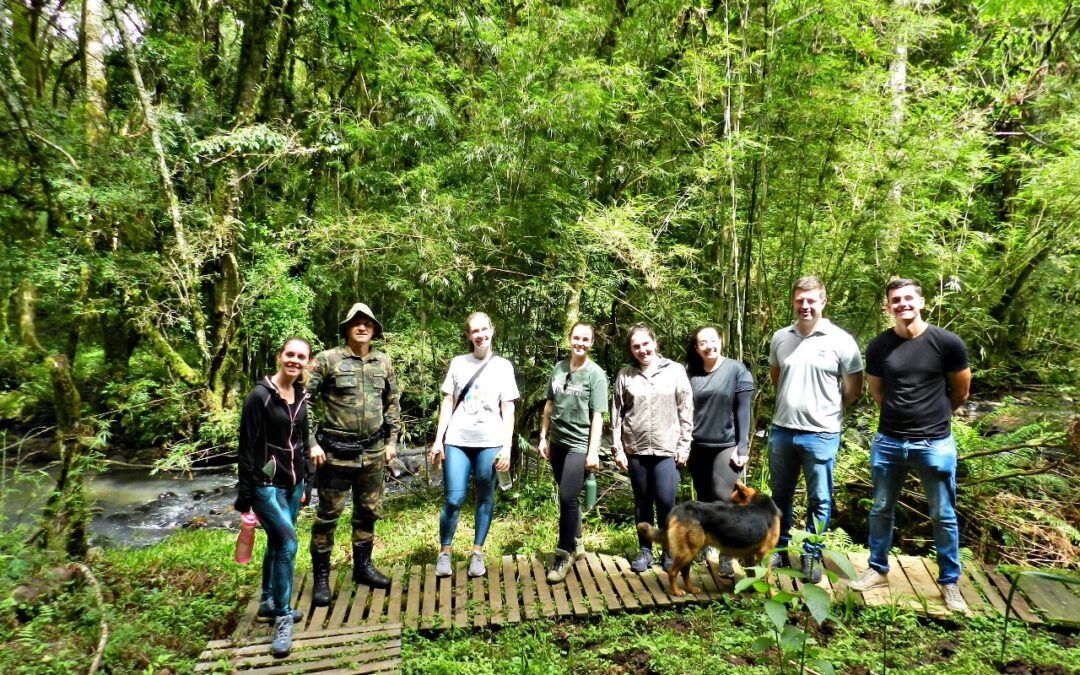 Integrantes do Núcleo do Meio Ambiente conhecem a trilha ecológica do Horto