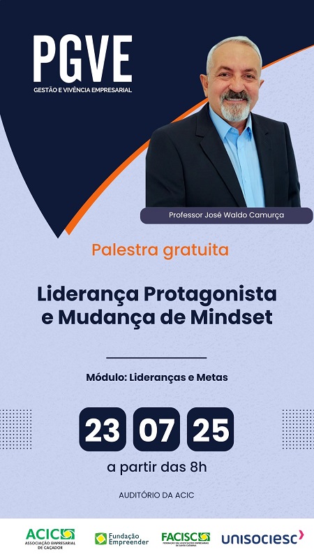 “Liderança Protagonista e Mudança de Mindset ” é tema de palestra gratuita na ACIC