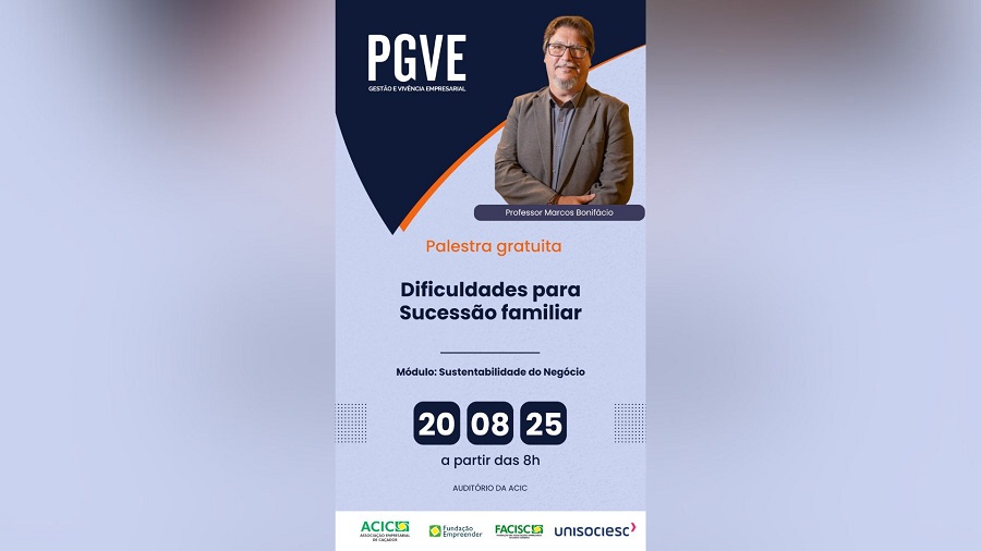 Dificuldades para sucessão familiar nas empresas é tema de palestra na ACIC