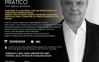 Especialista em internacionalização apresenta soluções práticas em evento na ACIC, dia 15 de setembro