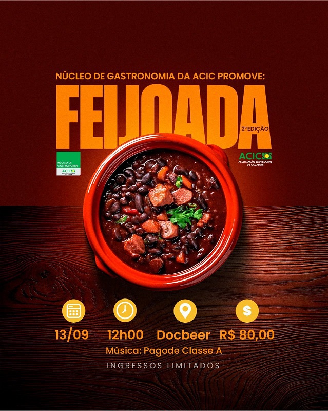 2ª Feijoada do Núcleo de Gastronomia da ACIC acontece no dia 13