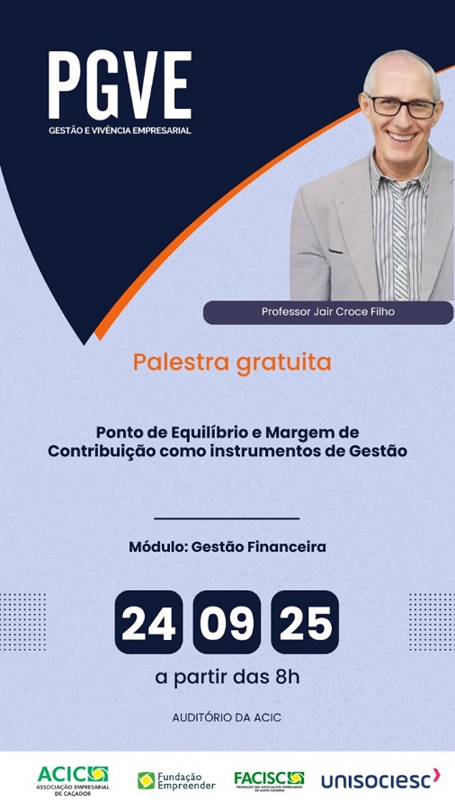 ACIC promove palestra gratuita sobre gestão empresarial em Caçador