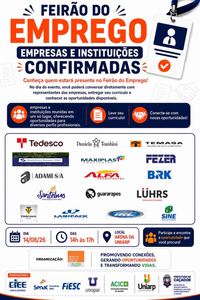 Núcleo de RH da ACIC promove o 2º Feirão do Emprego dia 14