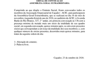 Edital de Convocação Assembleia Geral Extraordinária